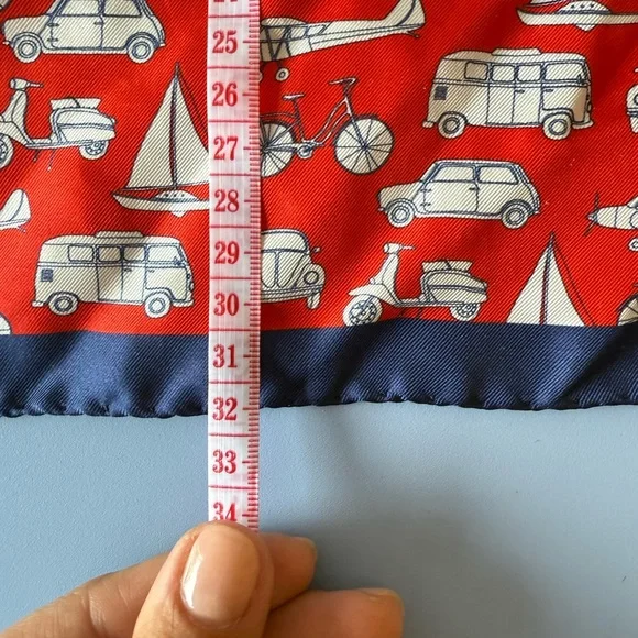 Red and Blue Patterned Pocket Square - Picture 6 of 7